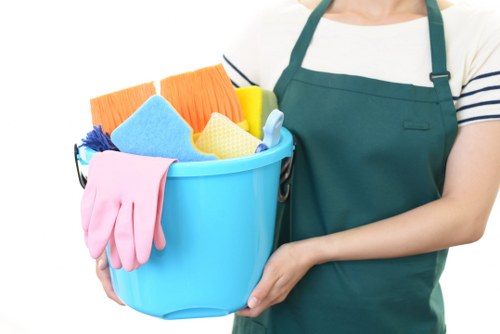 Carpet cleaning technician preparing equipment for a service appointment