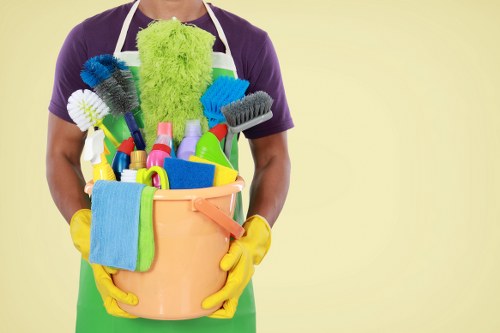 Carpet cleaning team preparing equipment safely in Wembley