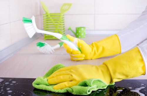 Professional carpet cleaning process in progress inside a property